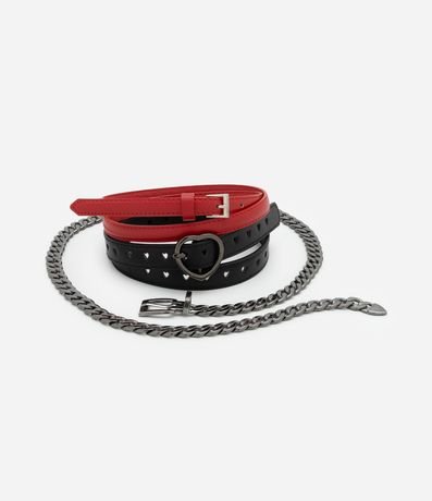 Kit 03 Cintos Diversos con Cadenas y Corazón