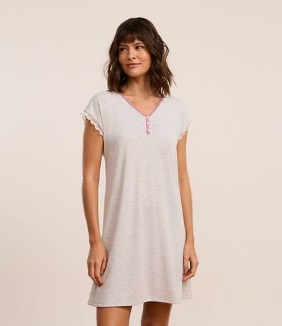 Camisón Corta con Detalle de Encaje y Bies Contrastante 2