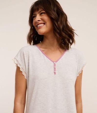 Camisón Corta con Detalle de Encaje y Bies Contrastante 3