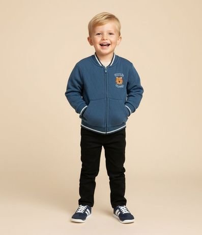 Campera Infantil Bomber con Textura Capitoneada y Bordado - Talle 1 a 6 años