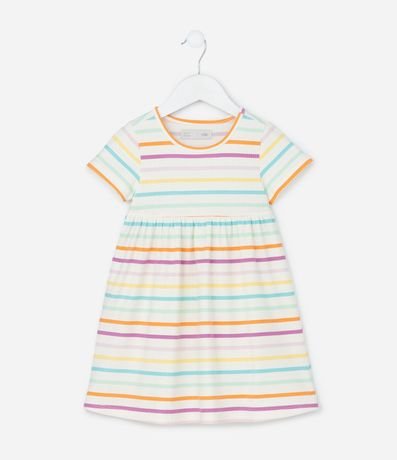Vestido Infantil Canelado con Estampa Rayada - Talle 1 a 6 años
