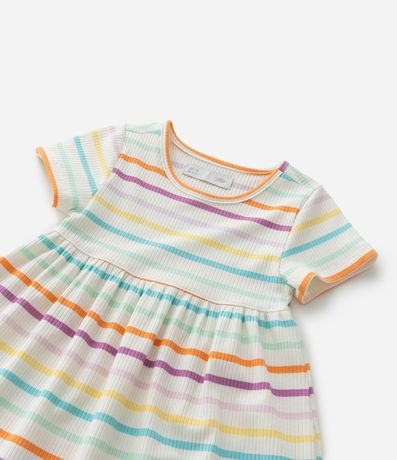 Vestido Infantil Canelado con Estampa Rayada - Talle 1 a 6 años 4