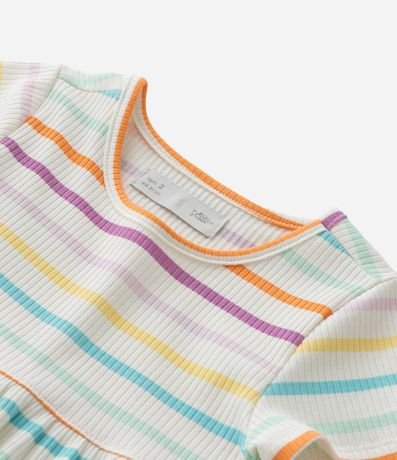 Vestido Infantil Canelado con Estampa Rayada - Talle 1 a 6 años 5