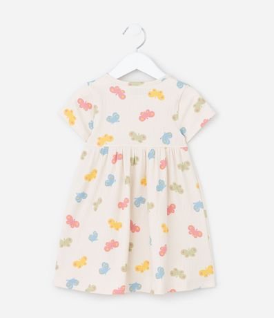 Vestido Infantil Canelado con Estampa Mariposas - Talle 1 a 6 años 2