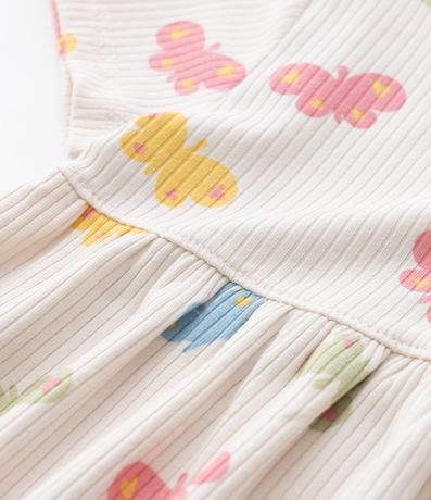 Vestido Infantil Canelado con Estampa Mariposas - Talle 1 a 6 años 4