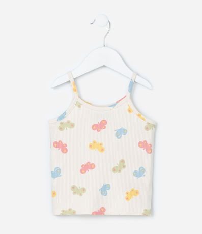 Musculosa Infantil Acanalada  con Estampa Mariposa - Talle 1 a 6 años 2