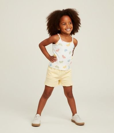 Musculosa Infantil Acanalada  con Estampa Mariposa - Talle 1 a 6 años