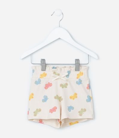 Short Infantil Canelado con Estampa Mariposas - Talle 1 a 6 años 1