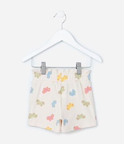 Short Infantil Canelado con Estampa Mariposas - Talle 1 a 6 años 2