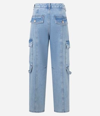 Pantalón Recto en Jeans con Recorte y Bolsillo Cargo 2