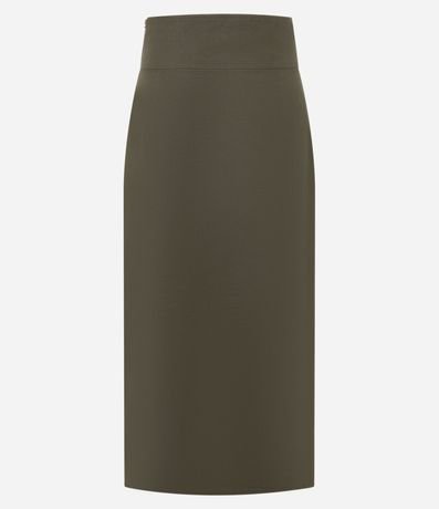 Pollera Midi Sastrería con Traspase Fake con Costura Aparente 7