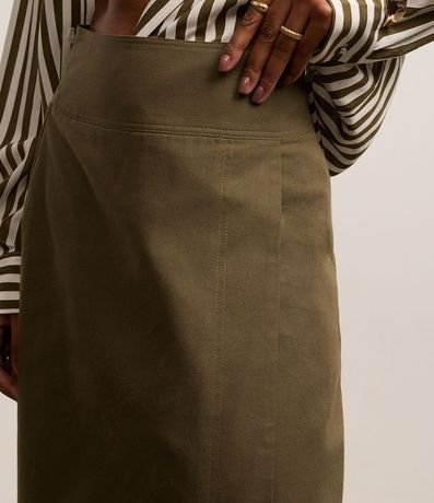 Pollera Midi Sastrería con Traspase Fake con Costura Aparente 4