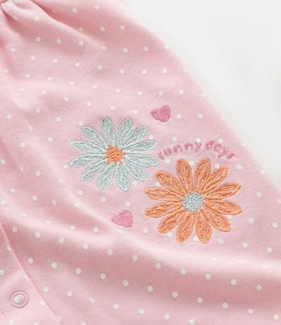 Enterito Infantil con Estampa de Lunares y Bordado de Flores - Talle 0 a 18 Meses 8