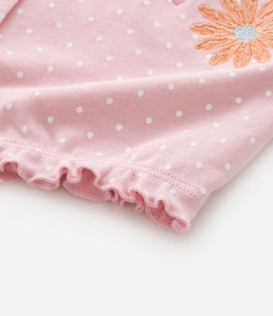 Enterito Infantil con Estampa de Lunares y Bordado de Flores - Talle 0 a 18 Meses 4