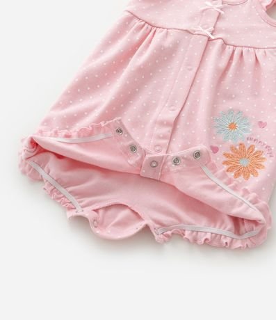 Enterito Infantil con Estampa de Lunares y Bordado de Flores - Talle 0 a 18 Meses 5