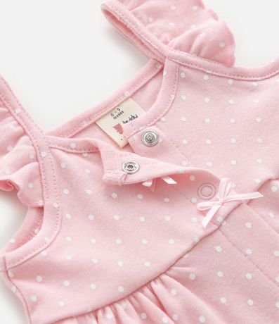 Enterito Infantil con Estampa de Lunares y Bordado de Flores - Talle 0 a 18 Meses 6