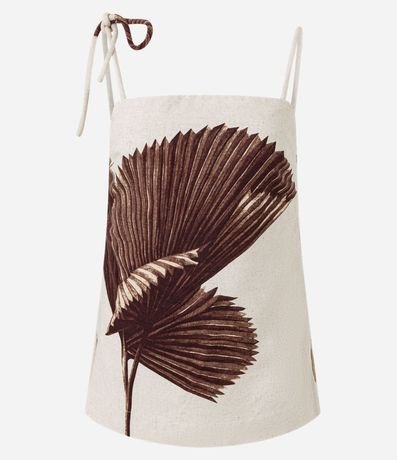 Blusa en Viscolino con Lazo en Breteles y Estampa Follaje 9