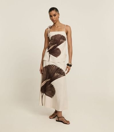 Blusa en Viscolino con Lazo en Breteles y Estampa Follaje 2