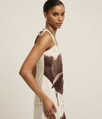 Blusa en Viscolino con Lazo en Breteles y Estampa Follaje 4