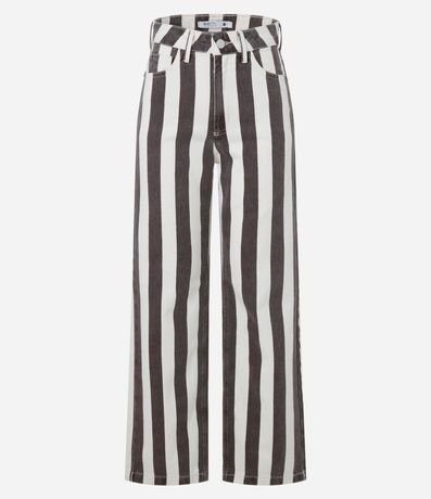 Pantalón Recto Cropped en Sarga Rayada 6