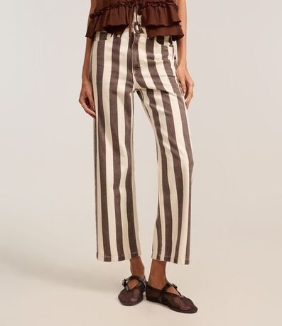 Pantalón Recto Cropped en Sarga Rayada 3
