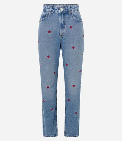 Pantalón Mom Jeans con Bordados de Frutillas 6