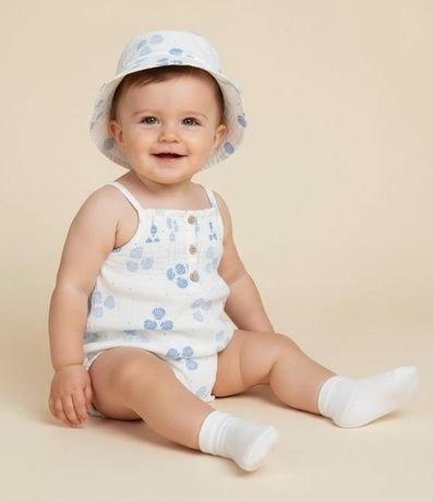 Enterito Infantil y Sombrero con Estampa de Caracolas - Talle 0 a 18 Meses