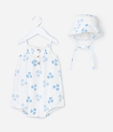 Enterito Infantil y Sombrero con Estampa de Caracolas - Talle 0 a 18 Meses 2