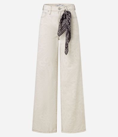 Pantalón Wide Leg en Sarga con Estampa Paisley y Pañuelo 7