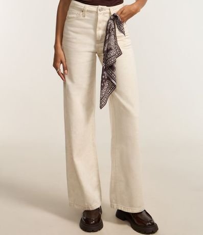 Pantalón Wide Leg en Sarga con Estampa Paisley y Pañuelo 4