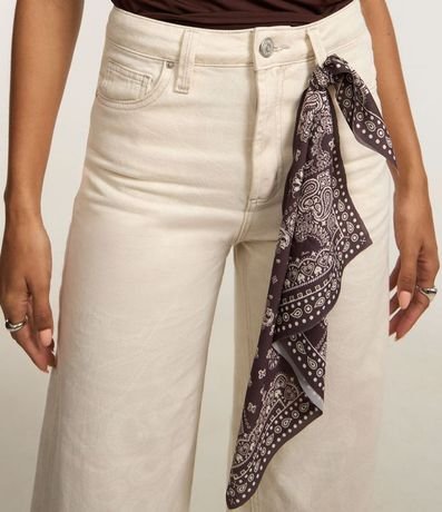 Pantalón Wide Leg en Sarga con Estampa Paisley y Pañuelo 5