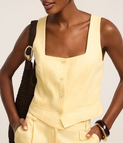 Blusa en Viscolino con Escote Cuadrado y Bretel Ancho 5