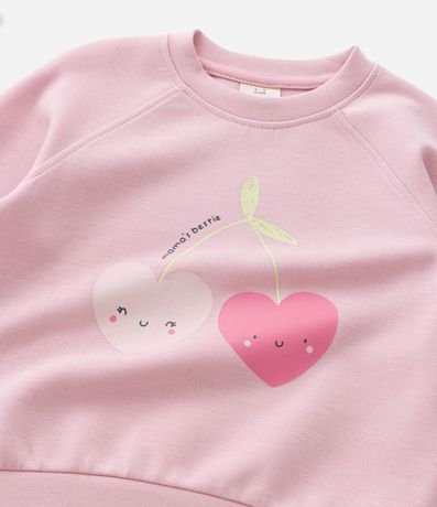 Saco Cerrado Infantil en Modal con Estampa de Cerezas de Corazón - Talle 0 a 18 Meses 7