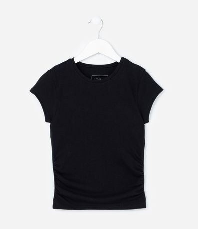 Blusa Infantil en Algodón con Drapeado Lateral - Talle 5 a 14 años
