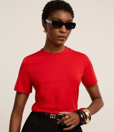 Blusa en Rib con Cuello Redondo