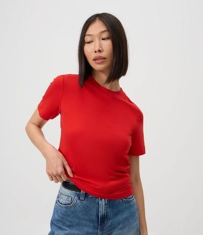 Blusa en Rib con Cuello Redondo