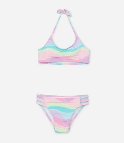 Bikini Infantil con Protección UV y Estampa Tie Dye - Talle 5 a 14 años