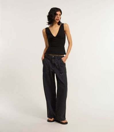 Pantalón Skater en Jeans con Bolsillo Carpintero