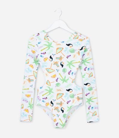 Malla Infantil con Estampa Tropical y Recorte cutout - Talle 5 a 14 años