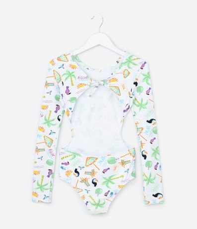 Malla Infantil con Estampa Tropical y Recorte cutout - Talle 5 a 14 años 2