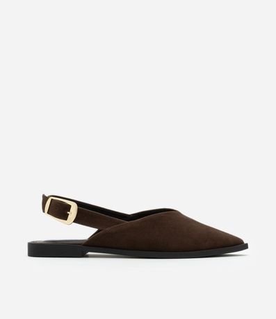 Zapatilla Slingback con Punta Fina y Hebilla Lateral Contrastante