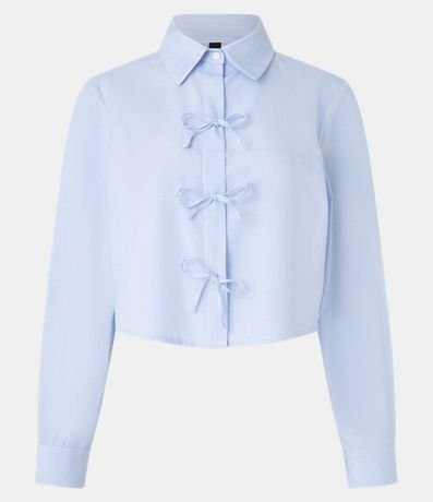 Camisa Cropped en Tricolina con Rayas con Lacitos Delanteros 5