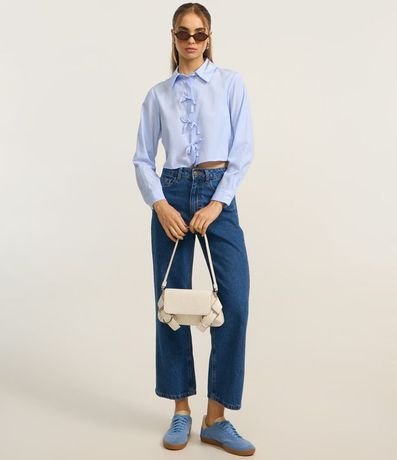Camisa Cropped en Tricolina con Rayas con Lacitos Delanteros 2