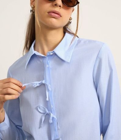 Camisa Cropped en Tricolina con Rayas con Lacitos Delanteros 4