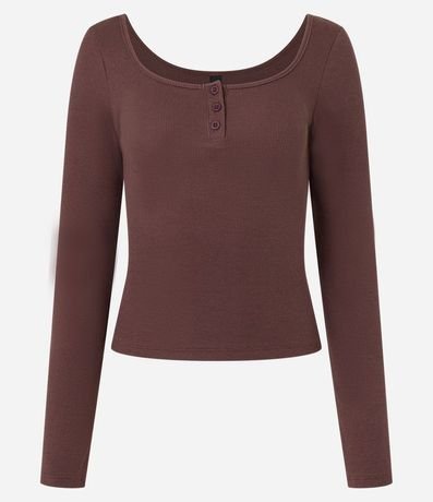 Blusa en Rib con Escote U y Botones 4