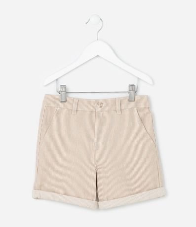 Bermuda Infantil en Sarga con Estampa de Rayas - Talle 1 a 6 años