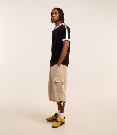 Remera Regular en Algodón con Rayas en los Hombros 2