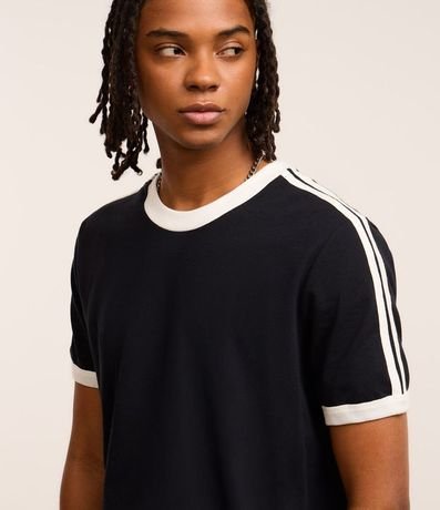 Remera Regular en Algodón con Rayas en los Hombros 3