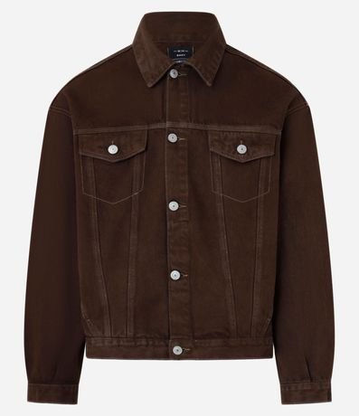 Campera Trucker Overboxy en Sarga con Pespunte Contrastante 6