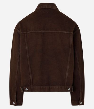 Campera Trucker Overboxy en Sarga con Pespunte Contrastante 7